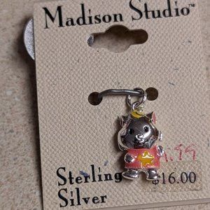 Madison Studio Sterling Silver Cat Charm NEW Bracelet Or Necklace